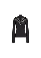 black crystal embellished high neck blouse
