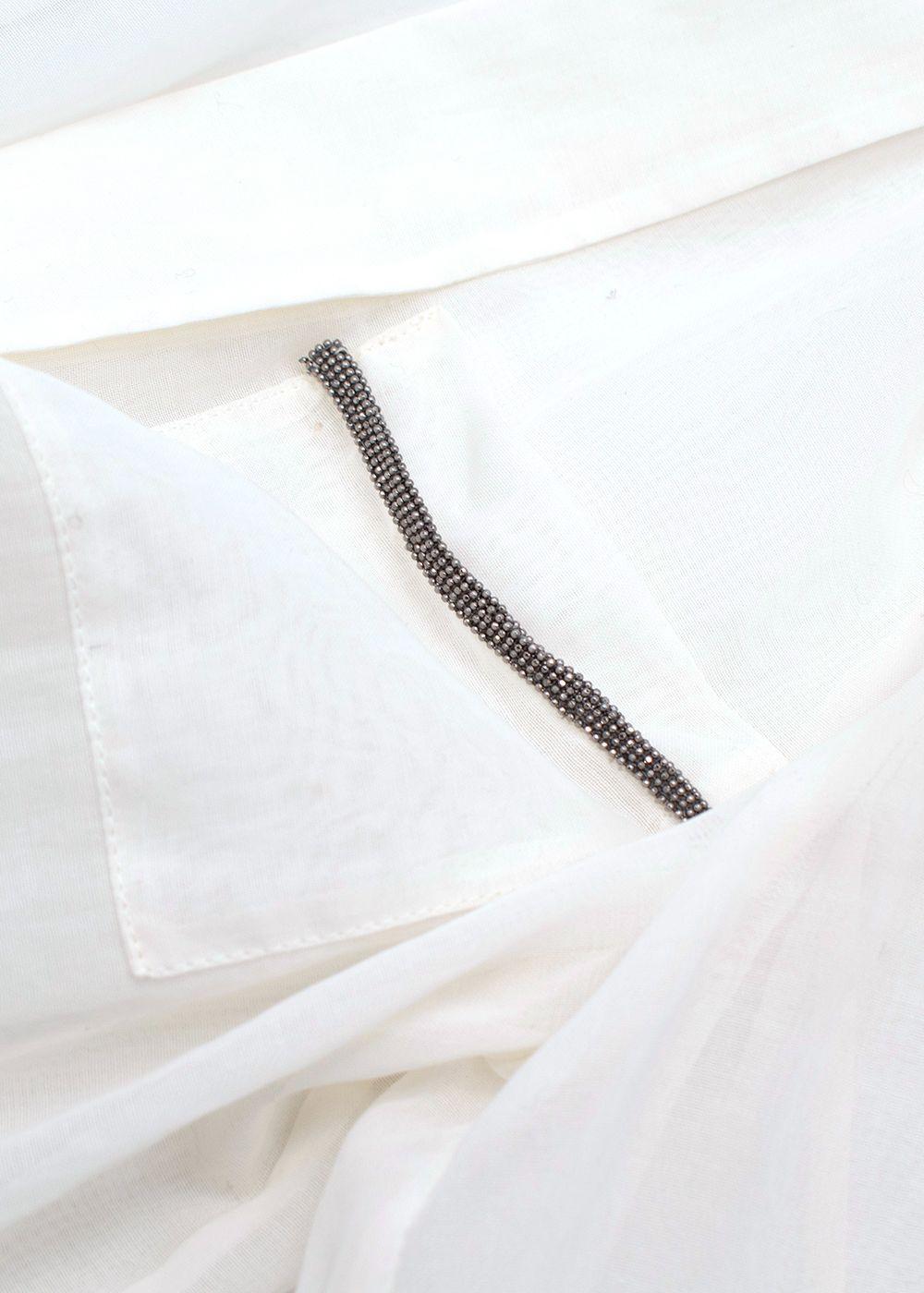 Brunello Cucinelli Ivory Sheer Embellished Gem Blouse
