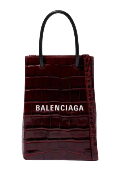 Balenciaga Red Croc Embossed Leather Phone Holder