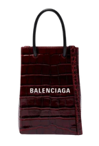 Balenciaga Red Croc Embossed Leather Phone Holder