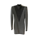 Balmain Black & Silver Fil Coupe Detail Dress