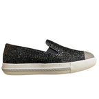 Miu Miu Black Glitter Slip-On Sneakers