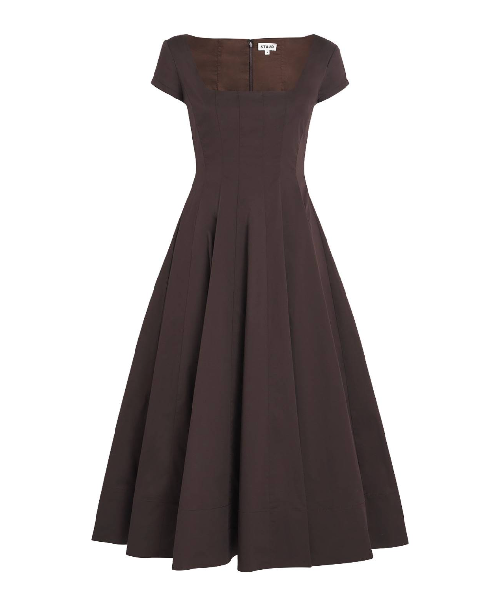 Staud Brown Wells Midi Dress