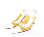 Prada Leather Raffia Slingback Heels