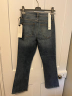 Mid-wash denim Lou cropped kickflare jeans