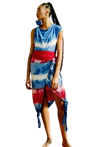 Loewe Paula’s Ibiza red & blue tie dye top and skirt