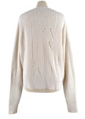 Helmut Lang Ivory Distressed V-Neck Wool Sweater