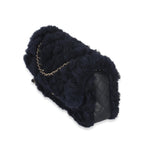 Chanel  Shearling Quilted Lambskin Medium Flap Bag in Navy