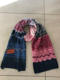 pink & blue zig-zag striped scarf
