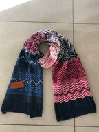 pink & blue zig-zag striped scarf