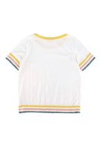 Kids 12Y Candy Stripe Trim Knit Top