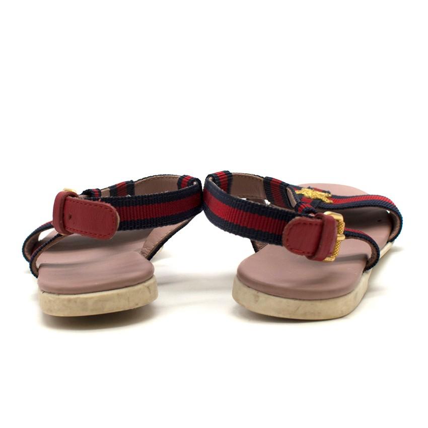 Gucci Girls' Red & Navy Striped Sandals