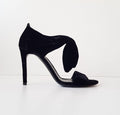 Black Velvet Bow Trim Sandals