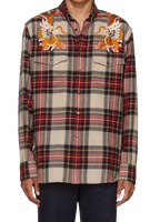 Gucci  Embroidered Tartan Flannel Shirt