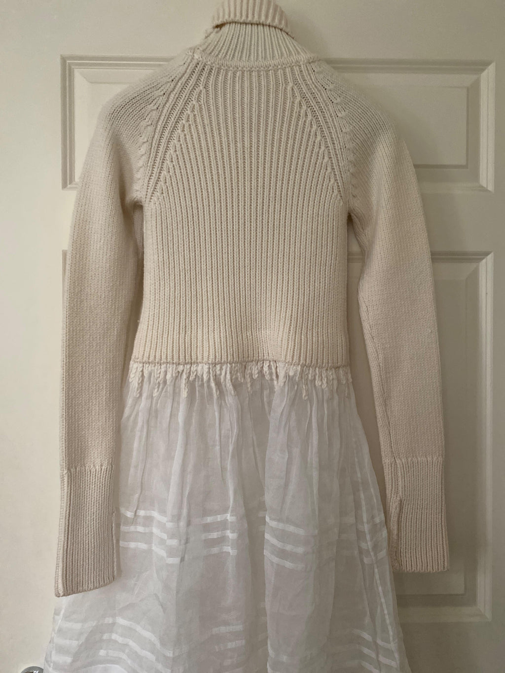 Loewe Cream Knit and Organza Midi Dress