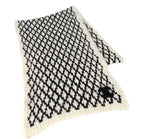 Ivory and Black Knitted Scarf with CC Logo Detail