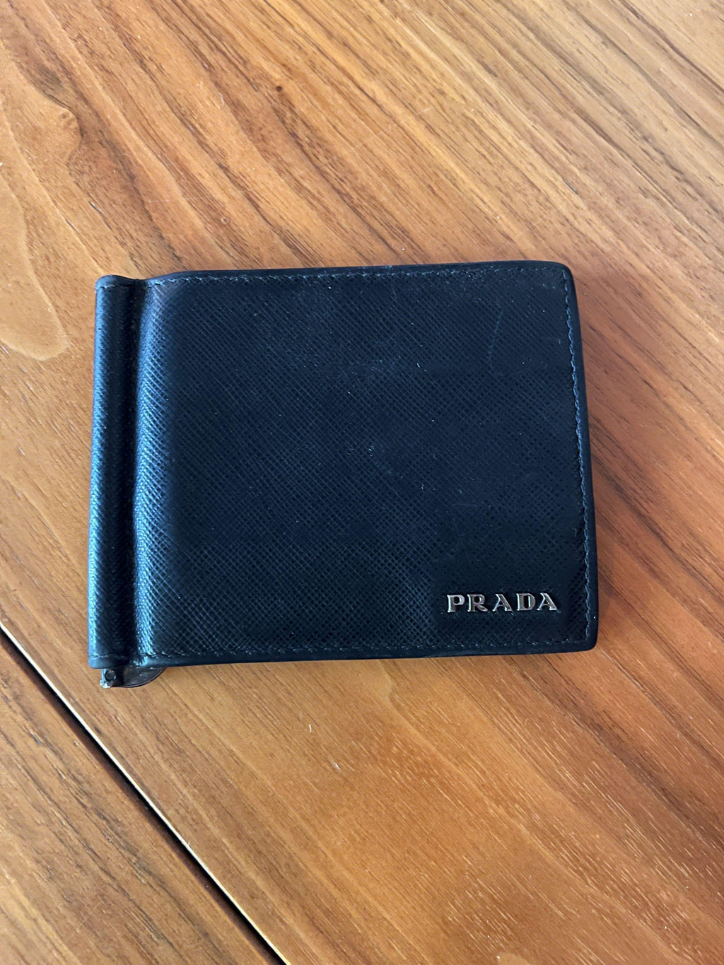 Black Saffiano leather compact wallet