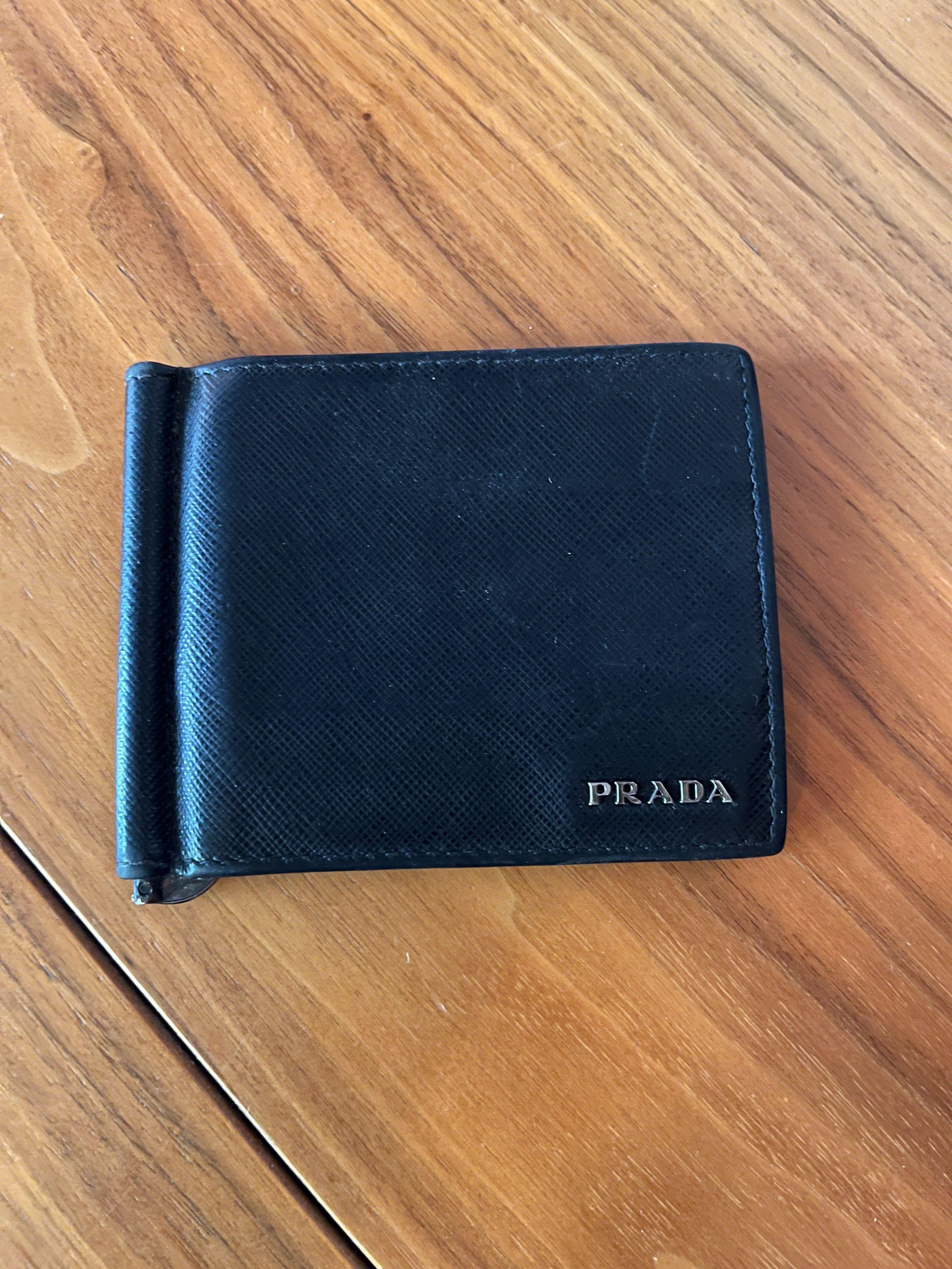 Black Saffiano leather compact wallet