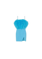 Feather-trimmed cady mini dress