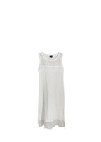White Textured Knit & Lace Shift Dress