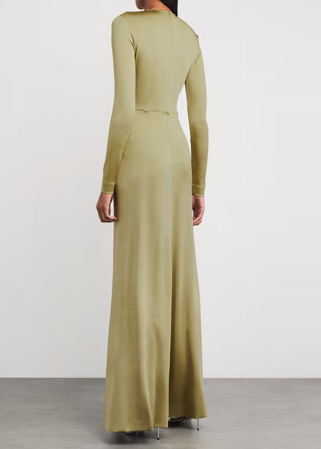 Victoria Beckham Long-Sleeve V-Neck Gown
