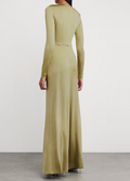Victoria Beckham Long-Sleeve V-Neck Gown
