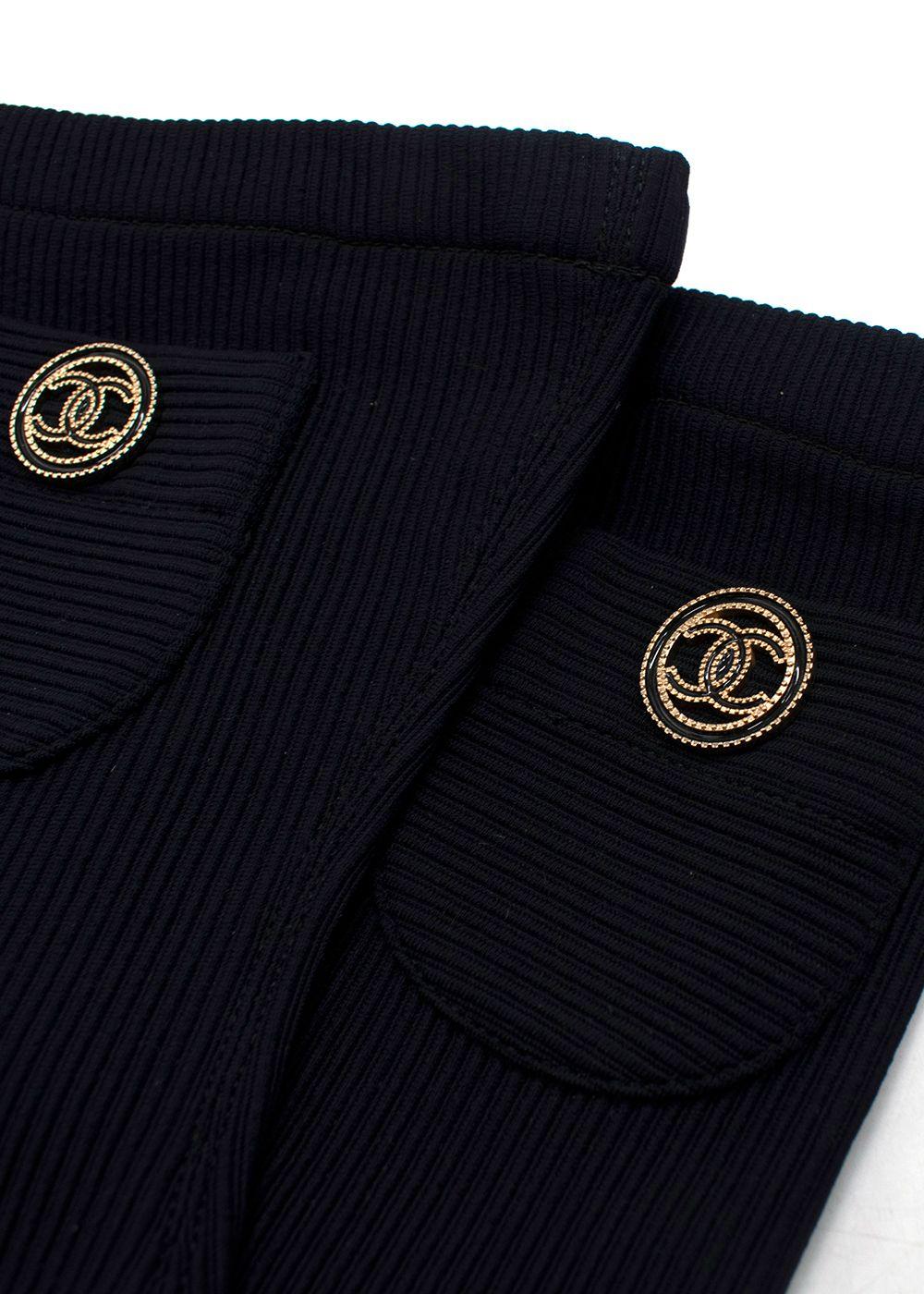 Chanel Navy Ribbed Stirrup Socks