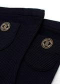 Chanel Navy Ribbed Stirrup Socks