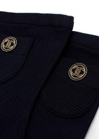 Chanel Navy Ribbed Stirrup Socks