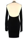 David Koma Black Ribbed Cut Out Mini Dress