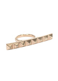 Valentino Gold Tone Pyramid Stud Bar Ring - Size 13