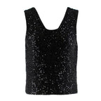 Bespoke Black Sequin Sleeveless Top