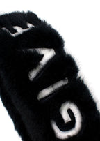 Givenchy Black Faux Fur and Leather Logo Bag Strap