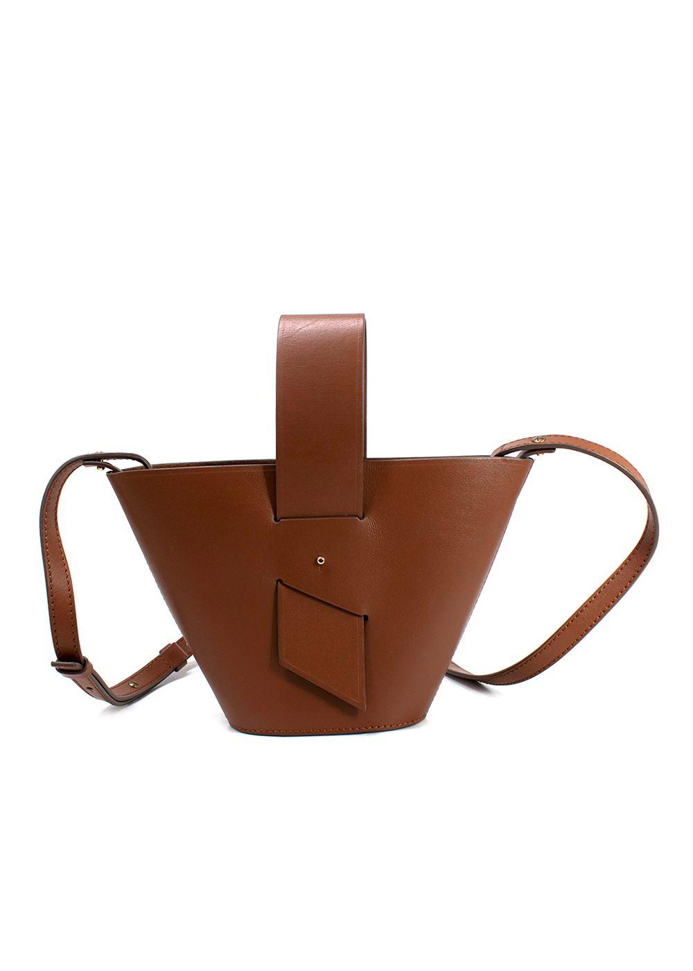 Carolina Santo Domingo Brown Leather Amphore Melone Bucket Bag