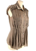 Pleated Silk Sleeveless Top
