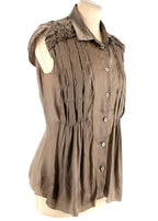 Pleated Silk Sleeveless Top
