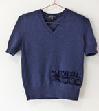 Navy cashmere Coco Gabrielle logo short sleeve jumper