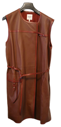 Hermes Soft Maroon Leather Long Gilet