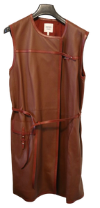 Hermes Soft Maroon Leather Long Gilet