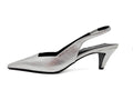 Guci Silver Leather Slingback Sandals