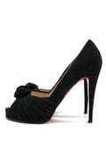 Louboutin Black Suede Peep Toe Pump Heels