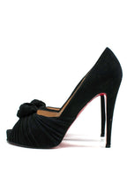 Louboutin Black Suede Peep Toe Pump Heels