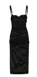 Dolce & Gabbana Black Ruched Corset Dress