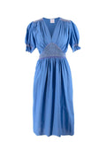 Loretta Caponi Blue Marina Smocked Voile Dress