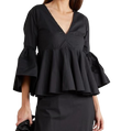 Black Cotton Peplum Top