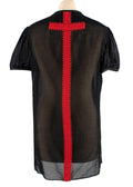 Givenchy Black and Red Cotton & Silk Sheer Blouse
