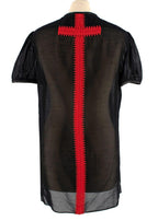 Givenchy Black and Red Cotton & Silk Sheer Blouse