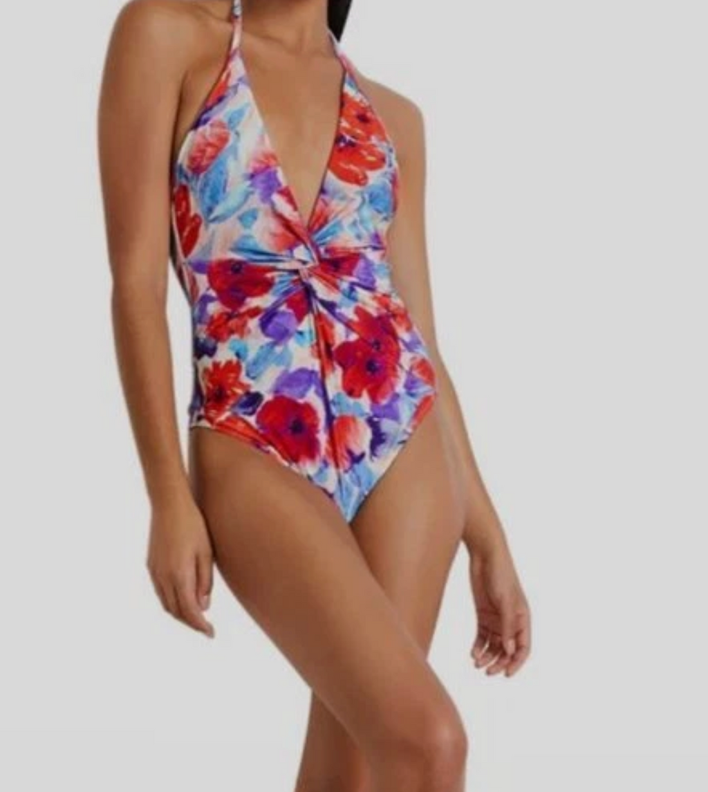 PatBO Floral Violent Plunge One Piece Swimsuit