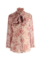 Gucci Floral Print Sheer Pussybow Silk Blouse