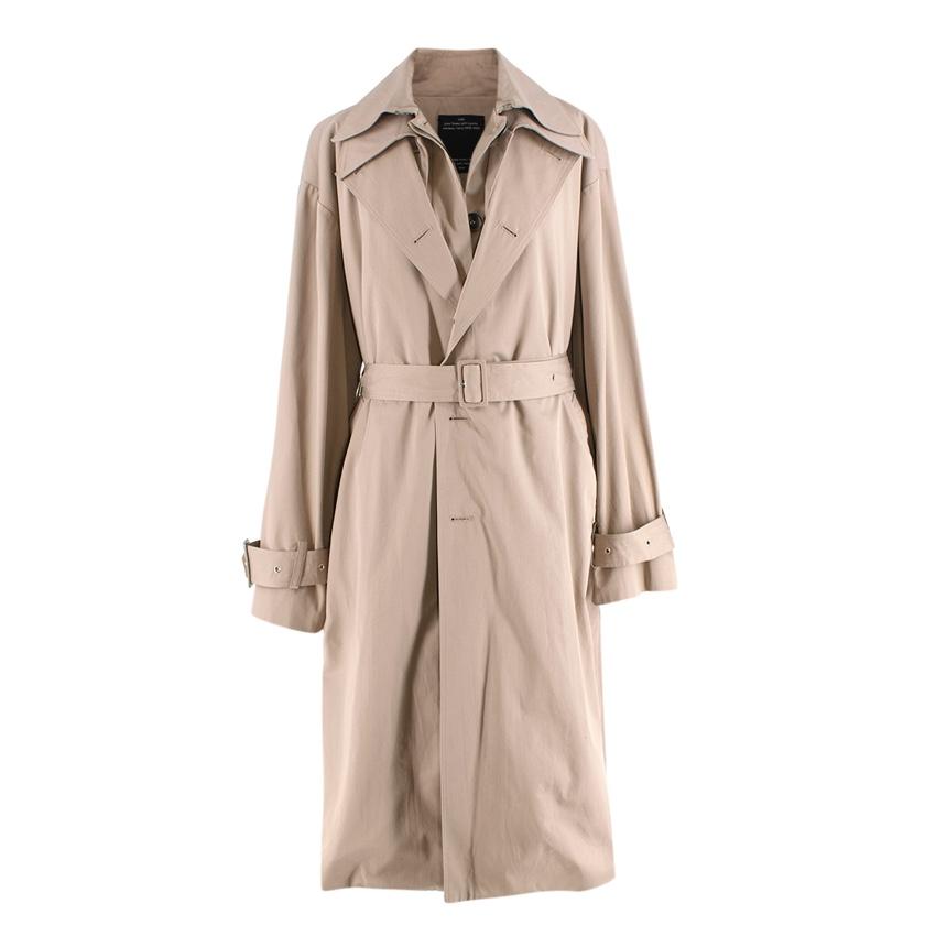 Rokh Beige Gabardine Double-Layered Trench Coat